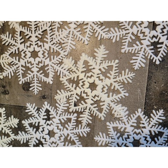 Snowflake glitter white set ornament Xmas Decor figure - Picture 6 of 9